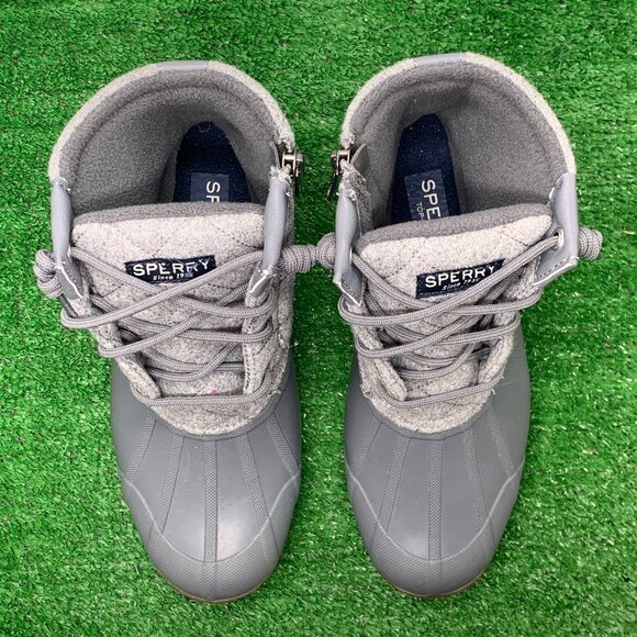 Sperry Duck Boot Women's Size 6.5 M Grey Syren Gulf Quilted Waterproof Rubber - Picture 7 of 9